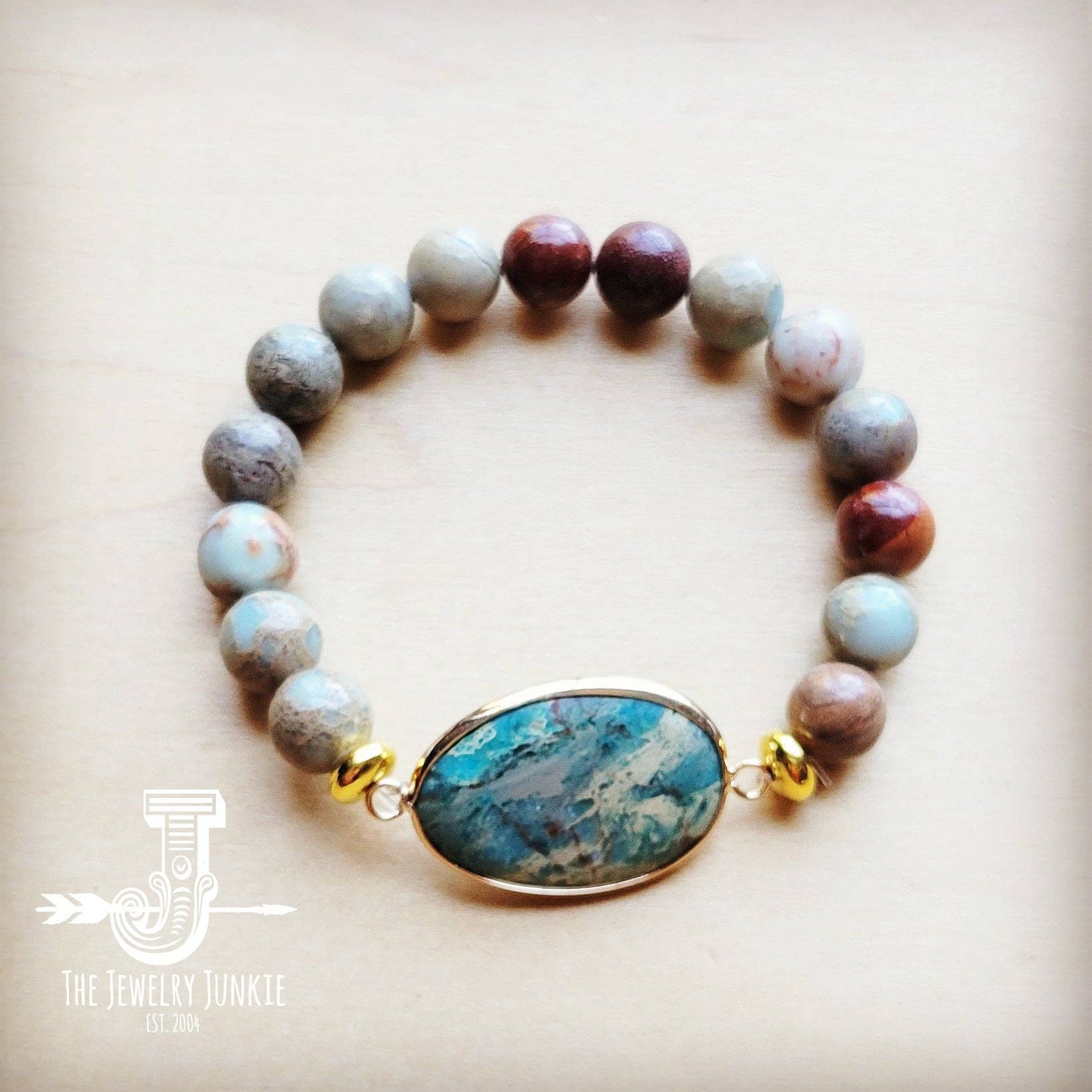 Aqua Terra Beaded Bracelet with Center Accent 809n: Blue