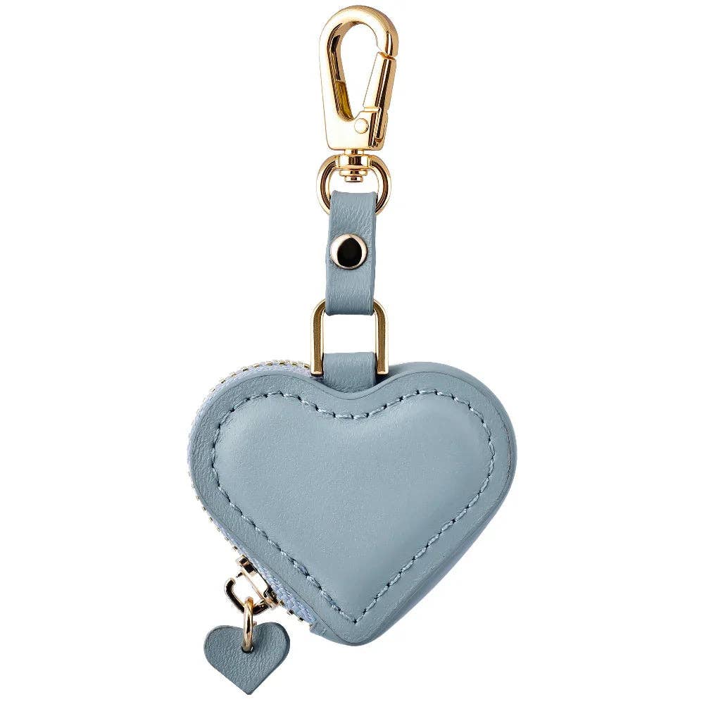 Heart Leather Bag Charm for Airtag®: Black Posh Tech