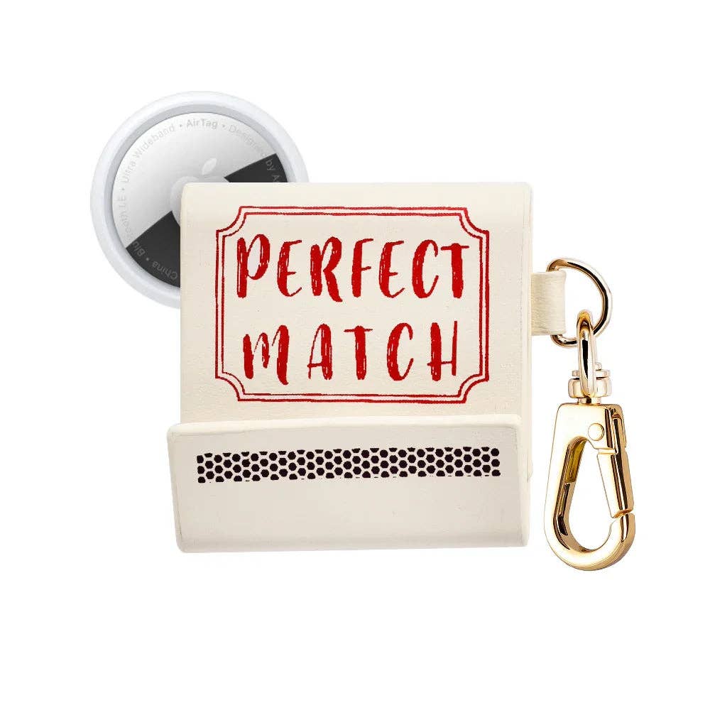 Perfect Match Leather Bag Charm for Airtag®: White Posh Tech