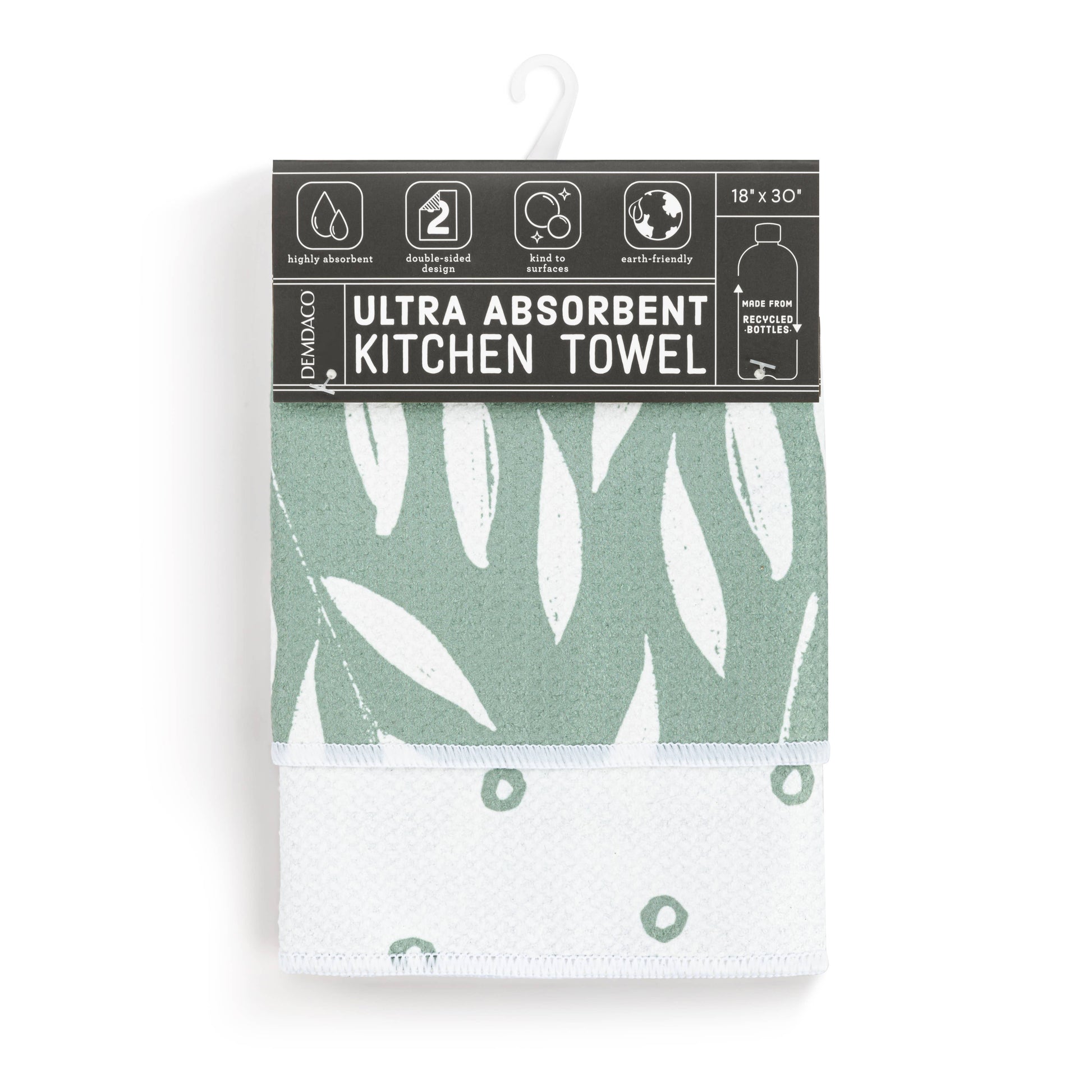 Sage Leaves Absorbent Reversible Towel - 18x30in