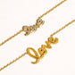 LOVE 18K Gold Non-Tarnish Love Letter Necklace: Amour-Gold