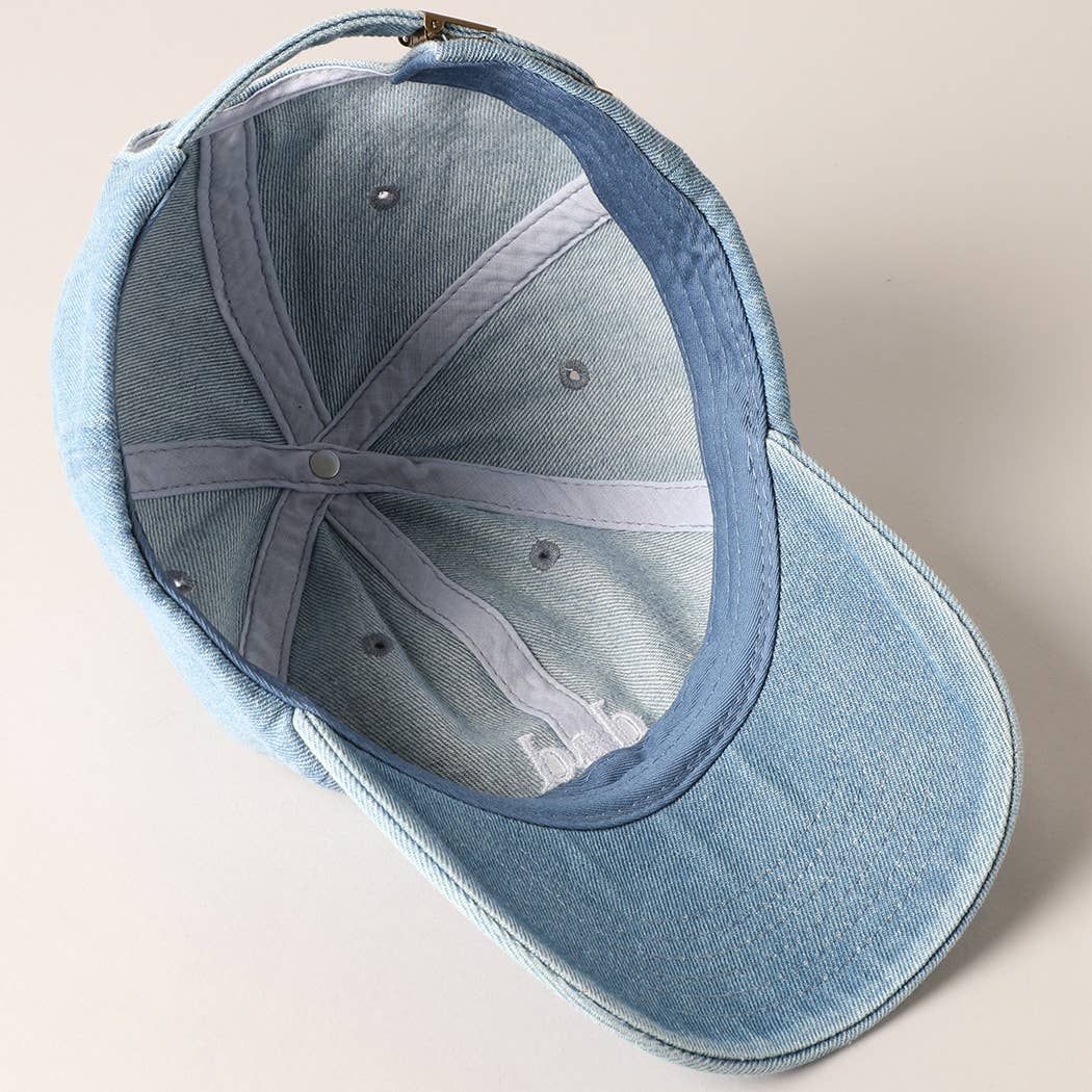 Father's Day Gift Dad Text Embroidered Denim Cap: LIGHT DENIM / ONE SIZE Fashion City