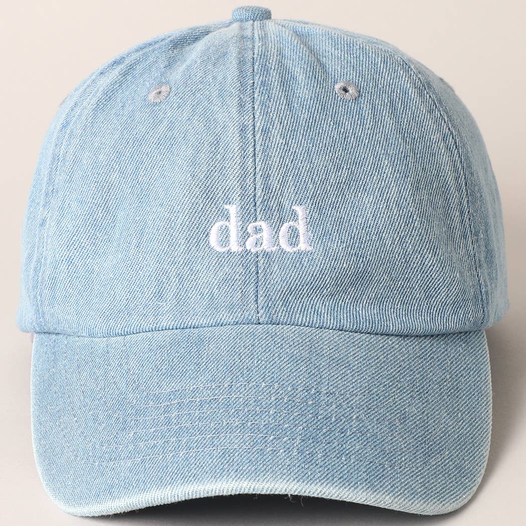 Father's Day Gift Dad Text Embroidered Denim Cap: LIGHT DENIM / ONE SIZE Fashion City