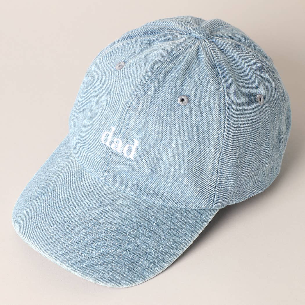 Father's Day Gift Dad Text Embroidered Denim Cap: LIGHT DENIM / ONE SIZE Fashion City