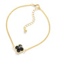 Dainty Chain Link Bracelet Featuring Glass Crystal Clover Accent 