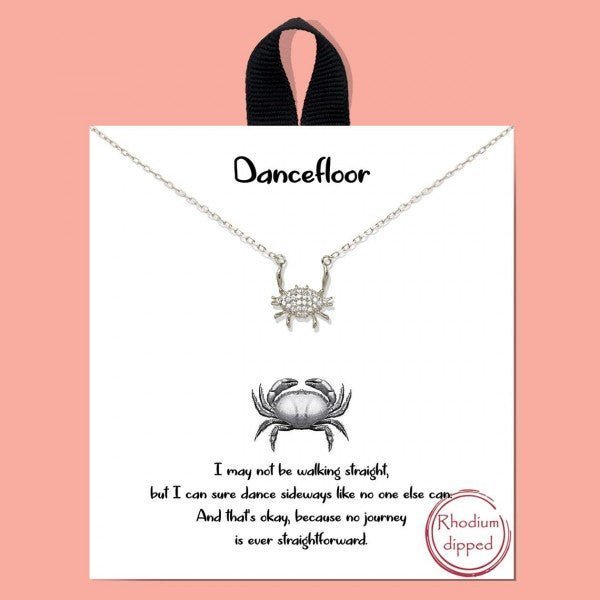 Dainty Chain Link Necklace Featuring Cubic Zirconia Crab Pendant - The Mustard Seed Collection, The Seed