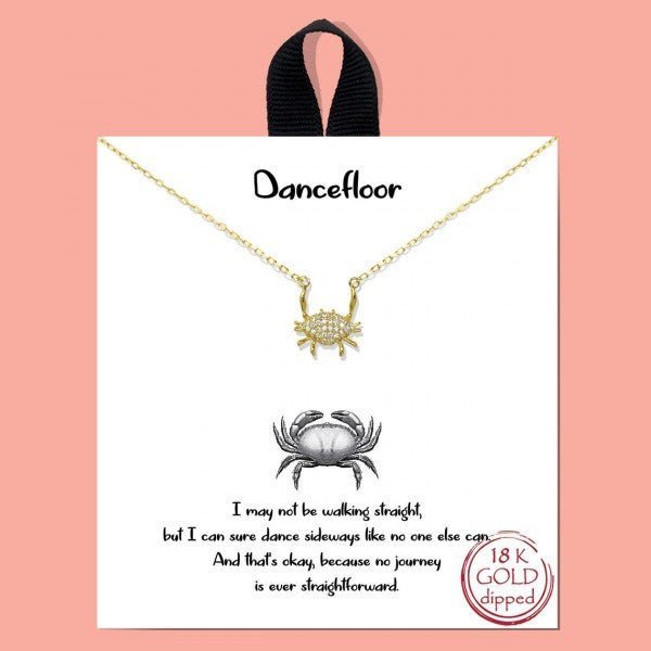 Dainty Chain Link Necklace Featuring Cubic Zirconia Crab Pendant - The Mustard Seed Collection, The Seed