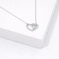 Dainty Chain Link Necklace Featuring Linked Metal Tone & Cubic Zirconia Hearts Pendant 