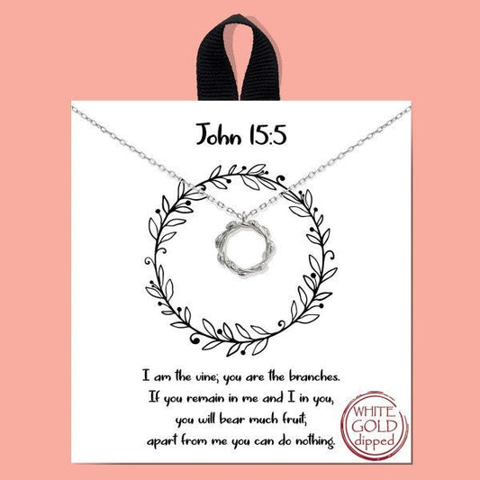 Dainty Chain Link Necklace Featuring Vine Wreath Pendant Default Title