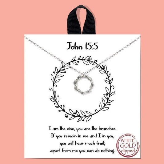 Dainty Chain Link Necklace Featuring Vine Wreath Pendant - The Mustard Seed Collection, The Seed