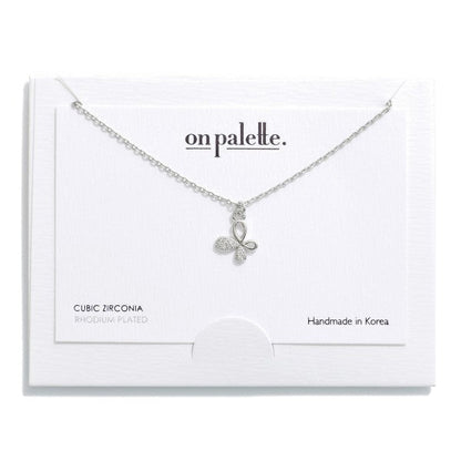 Dainty Chain Link Necklace With Rhinestone Studded Butterfly Pendant - The Mustard Seed Collection, The Seed