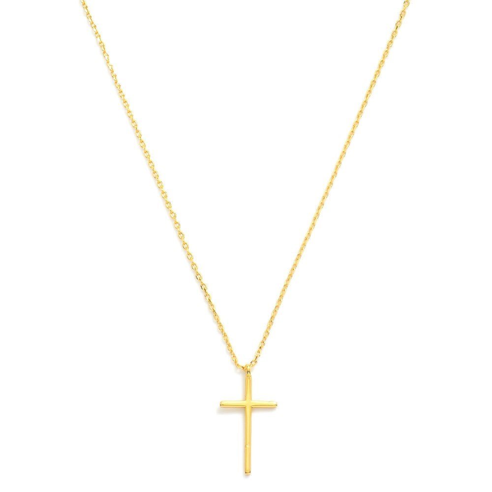Dainty Gold Dipped Chain Link Necklace Featuring Cross Pendant - The Mustard Seed Collection, The Seed