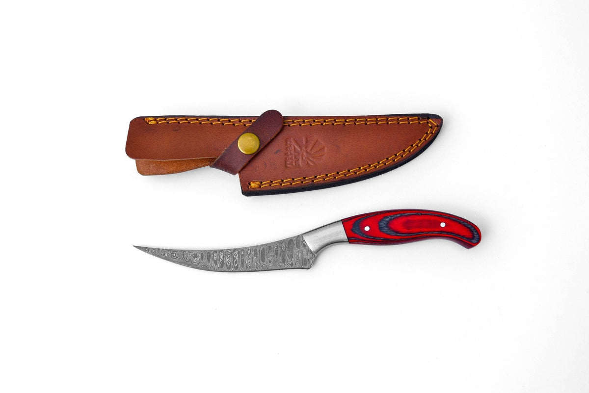 Damascus Compact Fillet Knife TK-205 - The Mustard Seed Collection, The Seed