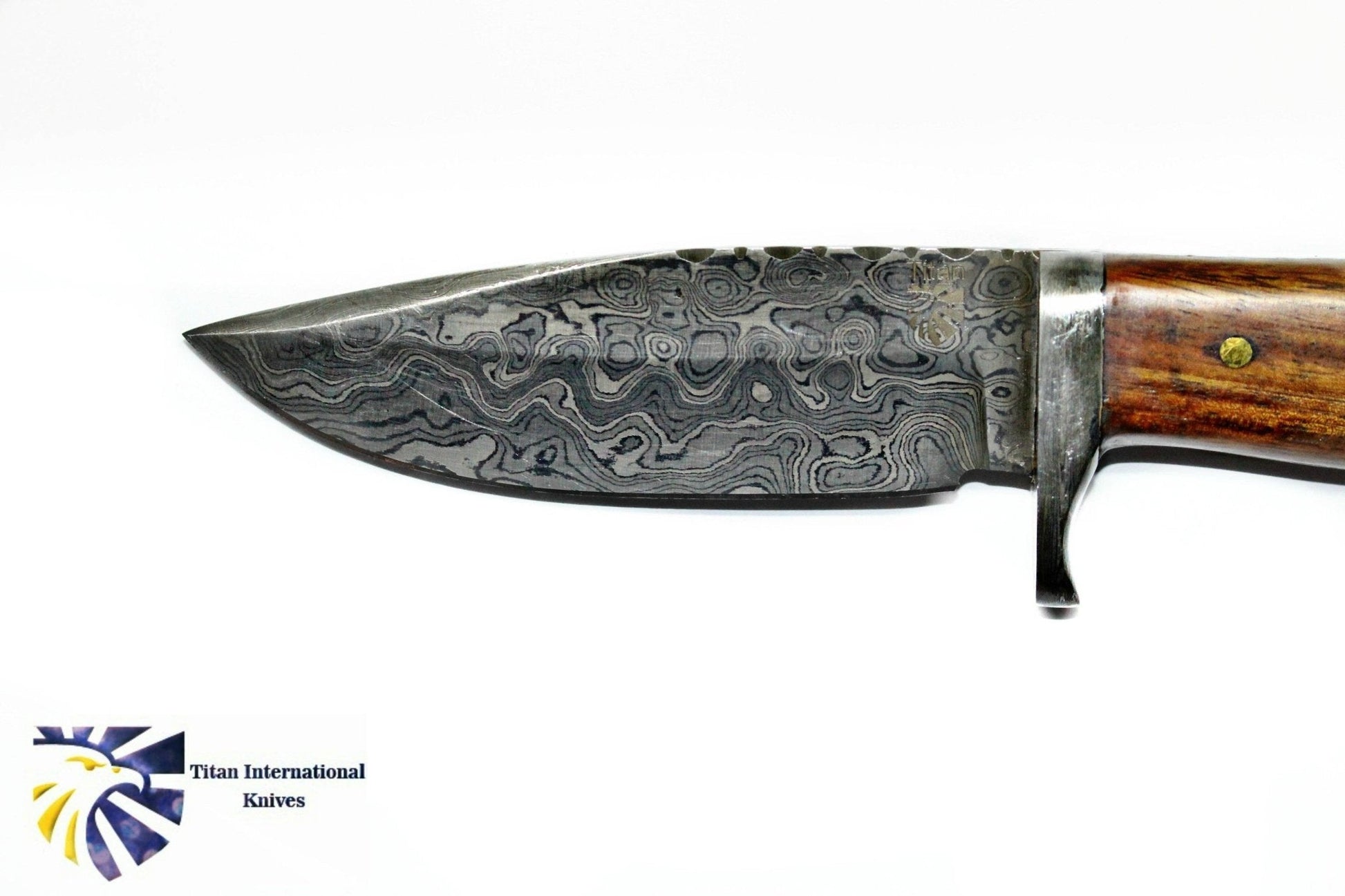 DAMASCUS KNIFE/ Titan/ Camp/ Hunting Knife / Rose Wood Handlee - The Mustard Seed Collection, The Seed