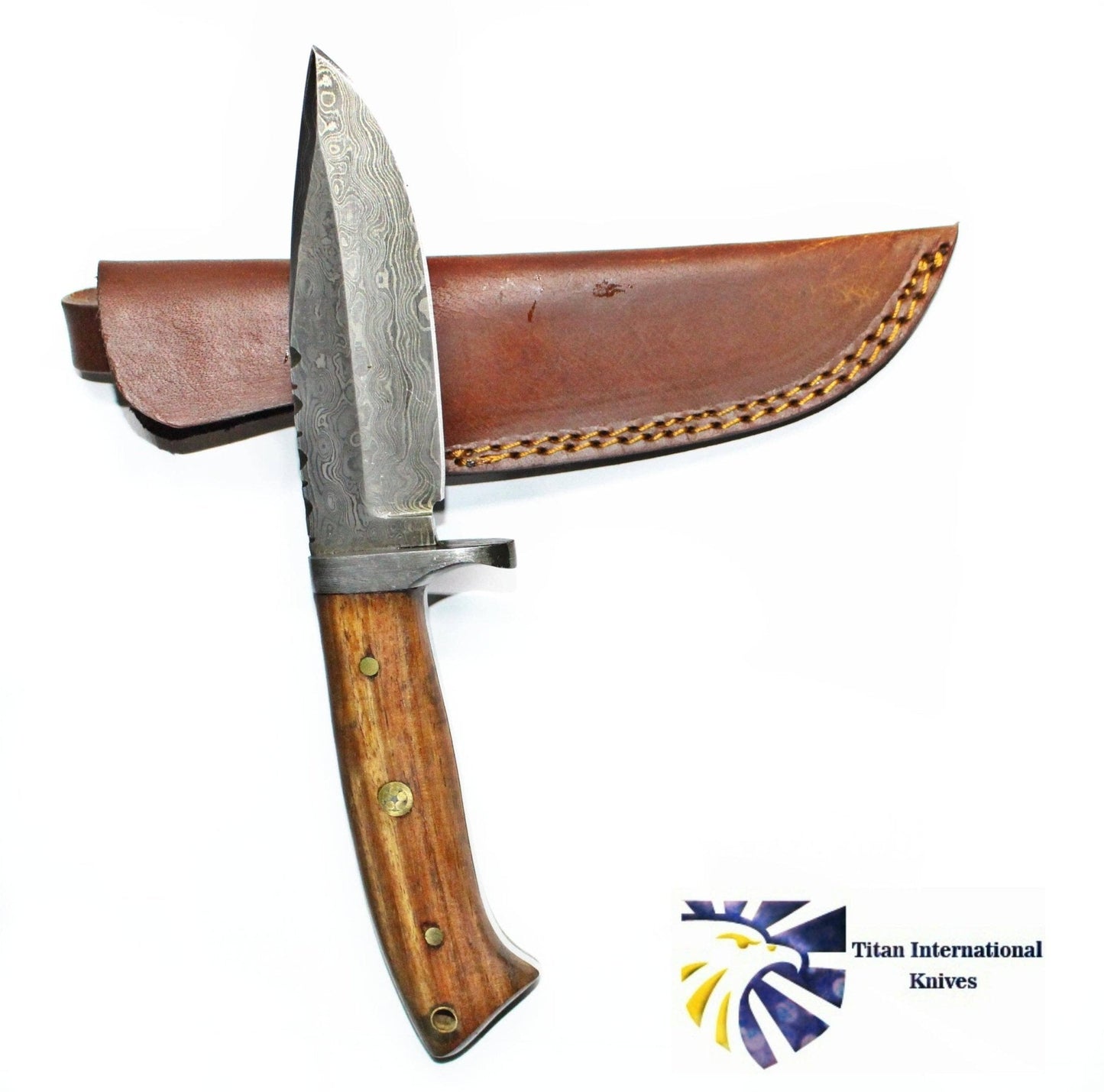 DAMASCUS KNIFE/ Titan/ Camp/ Hunting Knife / Rose Wood Handlee - The Mustard Seed Collection, The Seed