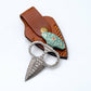Damascus Push Dagger with Green Resin Handle & Leather Sheath - The Mustard Seed Collection, The Seed