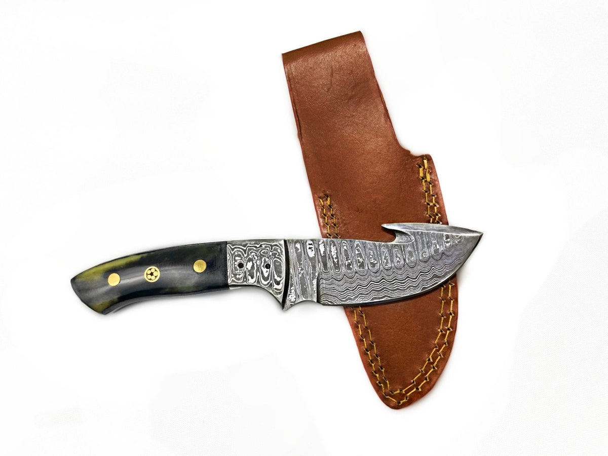 Damascus Skinning Gut hook, Hunting knife TD-221 - The Mustard Seed Collection, The Seed