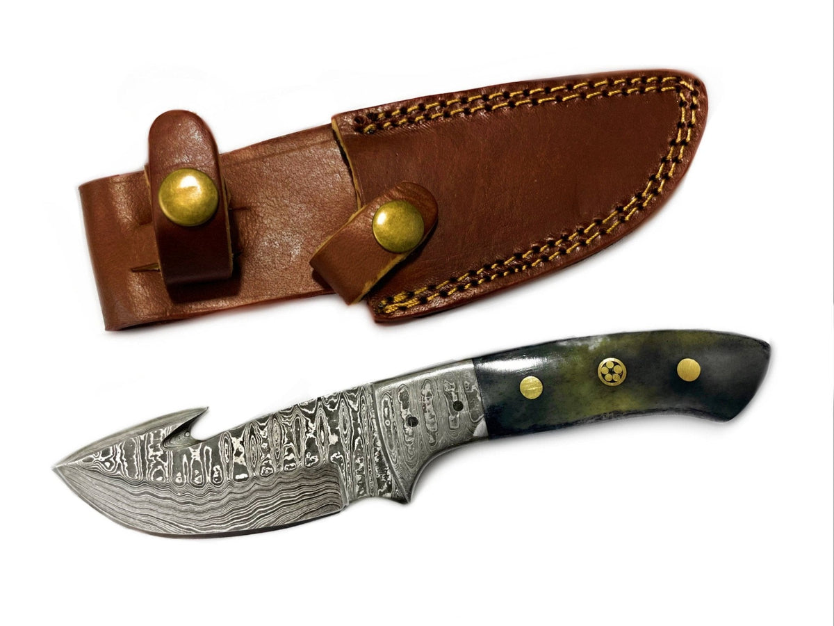 Damascus Skinning Gut hook, Hunting knife TD-221 - The Mustard Seed Collection, The Seed