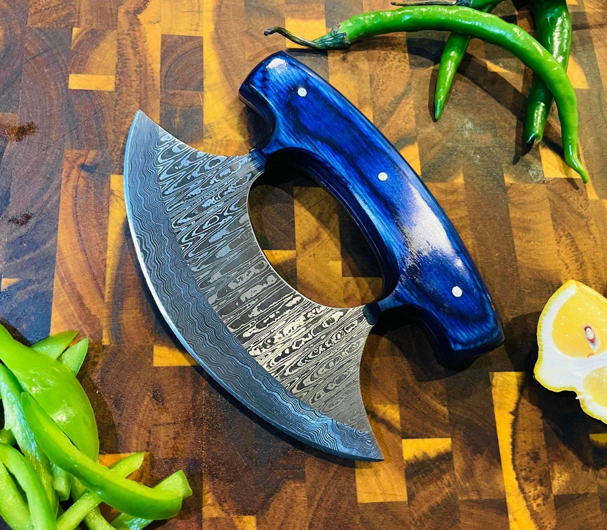 Damascus Steel Alaskan Ulu knife 