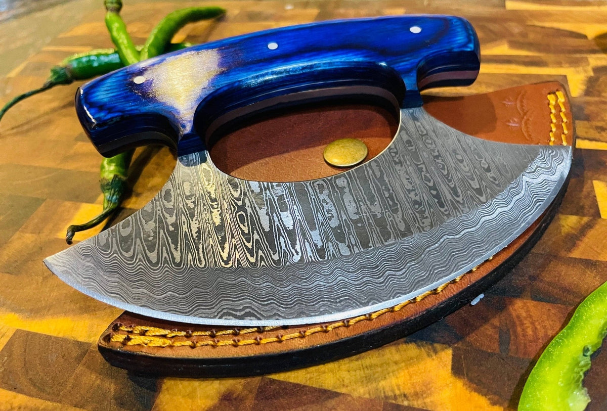 Damascus Steel Alaskan Ulu knife 