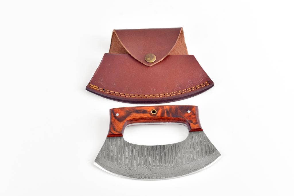 Damascus Steel Alaskan Ulu knife - The Mustard Seed Collection, The Seed