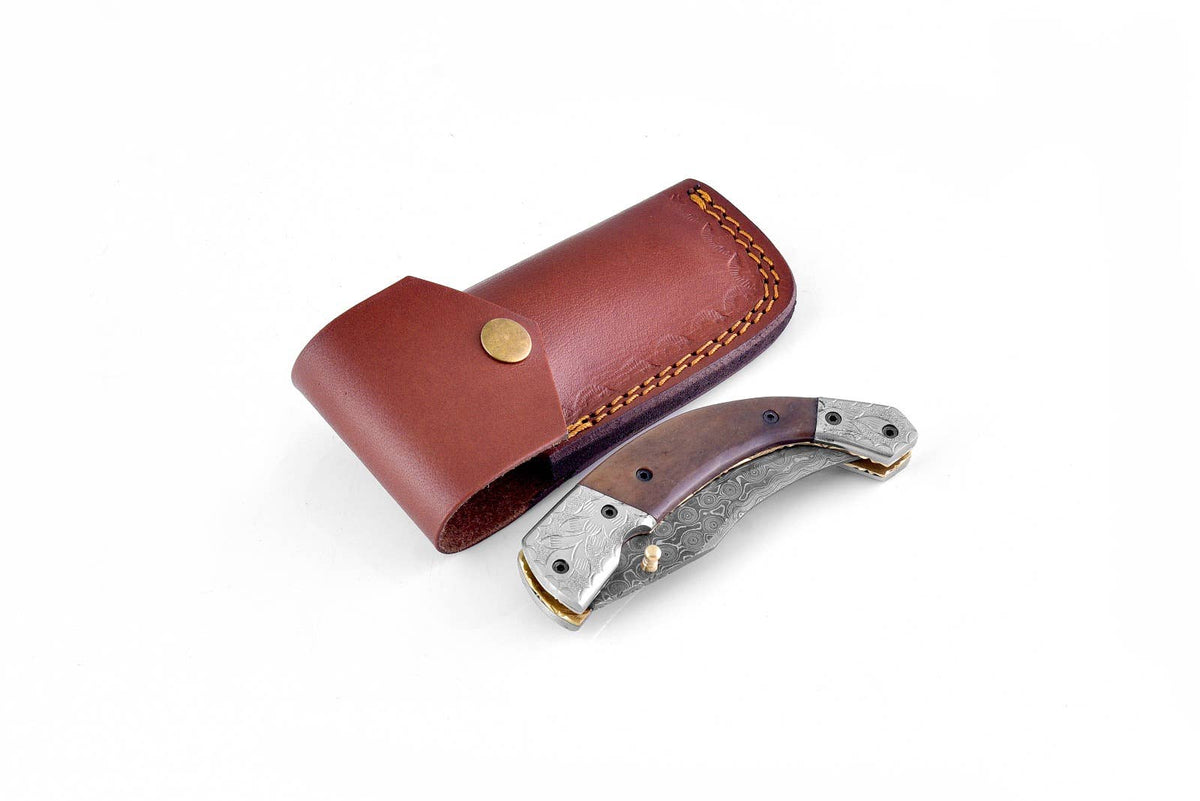 Damascus Steel Custom EDC Utility Folding Knife - The Mustard Seed Collection, The Seed