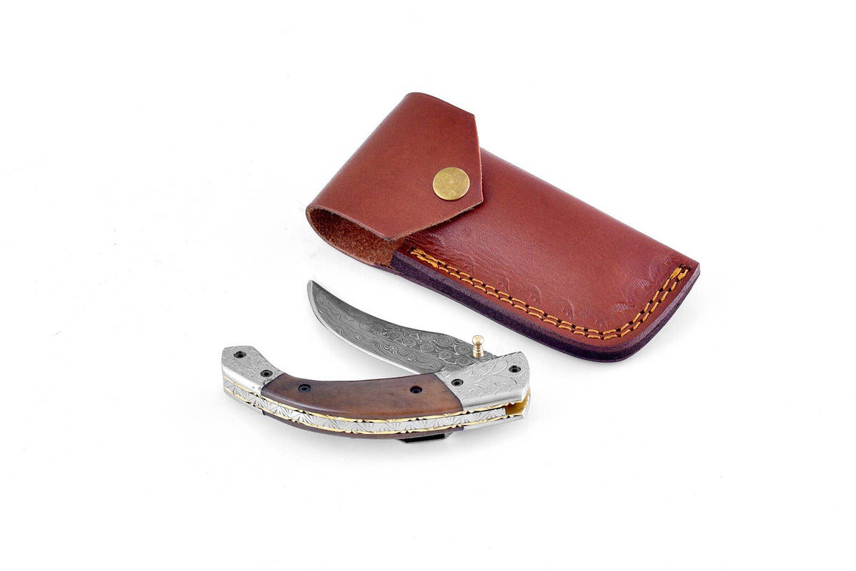Damascus Steel Custom EDC Utility Folding Knife - The Mustard Seed Collection, The Seed