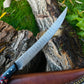Damascus Steel Custom Flay Knife with Craved Grips TK-051 - The Mustard Seed Collection, The Seed