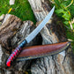 Damascus Steel Custom Flay Knife with Craved Grips TK-051 - The Mustard Seed Collection, The Seed