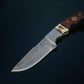 DAMASCUS STEEL FIXED BLADE KNIFE WITH WALNUT & STAG HORN HANDLE