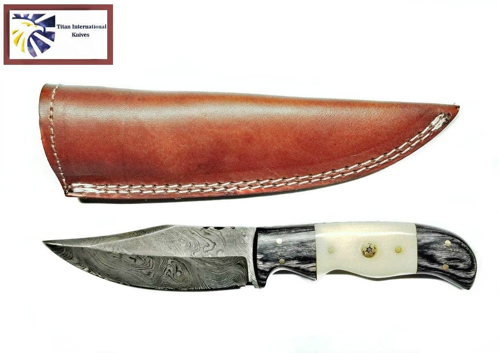 Damascus Steel Hunting Knife By Titan TD-170 - The Mustard Seed Collection, The Seed