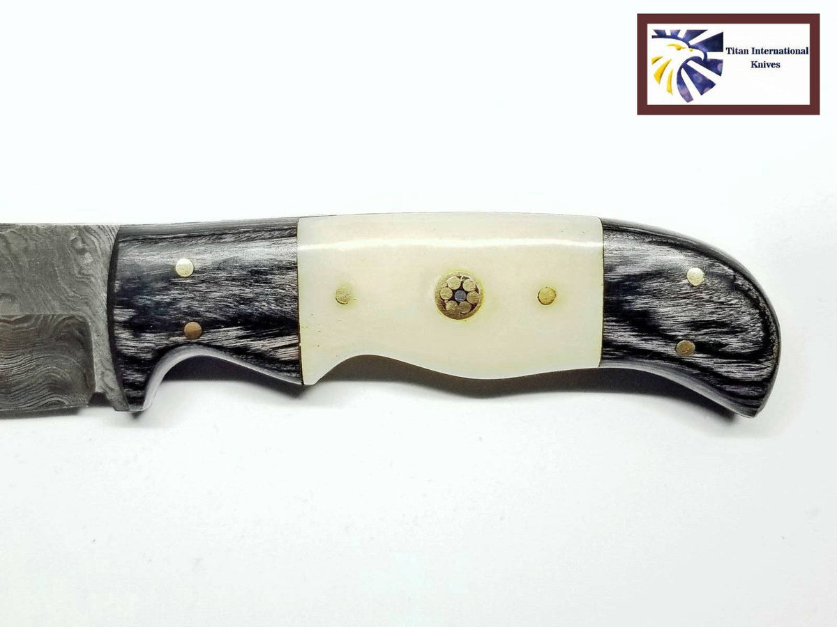 Damascus Steel Hunting Knife By Titan TD-170 - The Mustard Seed Collection, The Seed