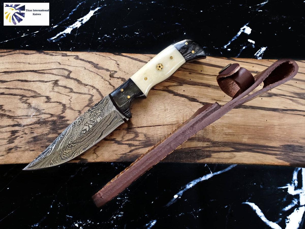 Damascus Steel Hunting Knife By Titan TD-170 - The Mustard Seed Collection, The Seed