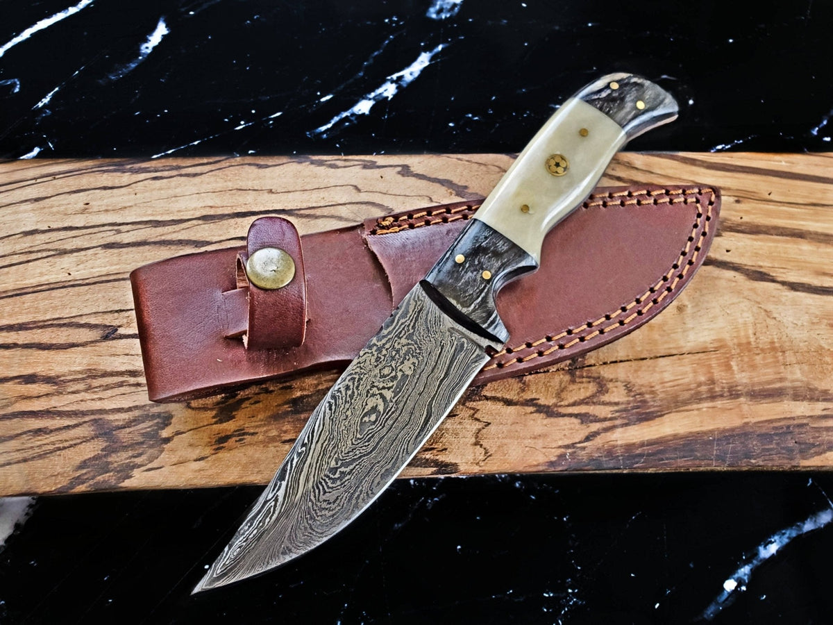 Damascus Steel Hunting Knife By Titan TD-170 - The Mustard Seed Collection, The Seed