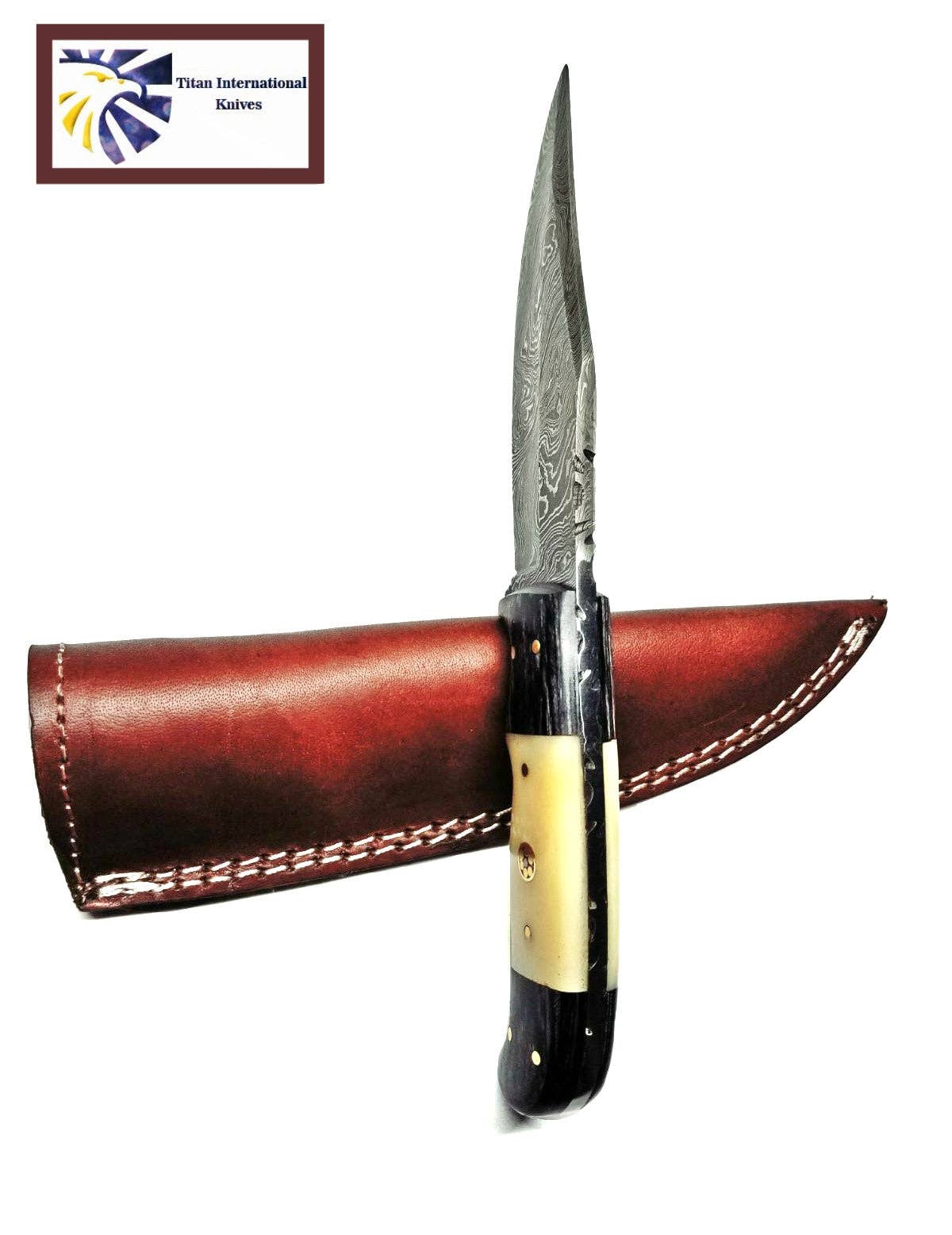 Damascus Steel Hunting Knife By Titan TD-170 - The Mustard Seed Collection, The Seed