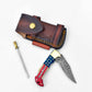 Damascus steel pocket knife Limited Run Titan Patriot