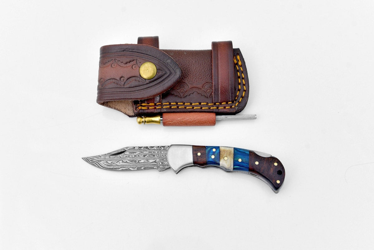 Damascus steel pocket knife Limited Run - The Mustard Seed Collection, The Seed