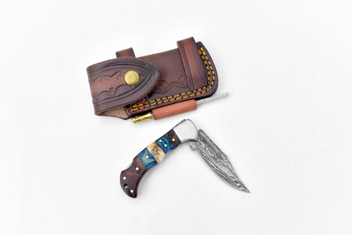 Damascus steel pocket knife Limited Run - The Mustard Seed Collection, The Seed