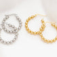 18K Gold PVD Stainless Steel Circle Ball Hoop Earrings: Gold WJW
