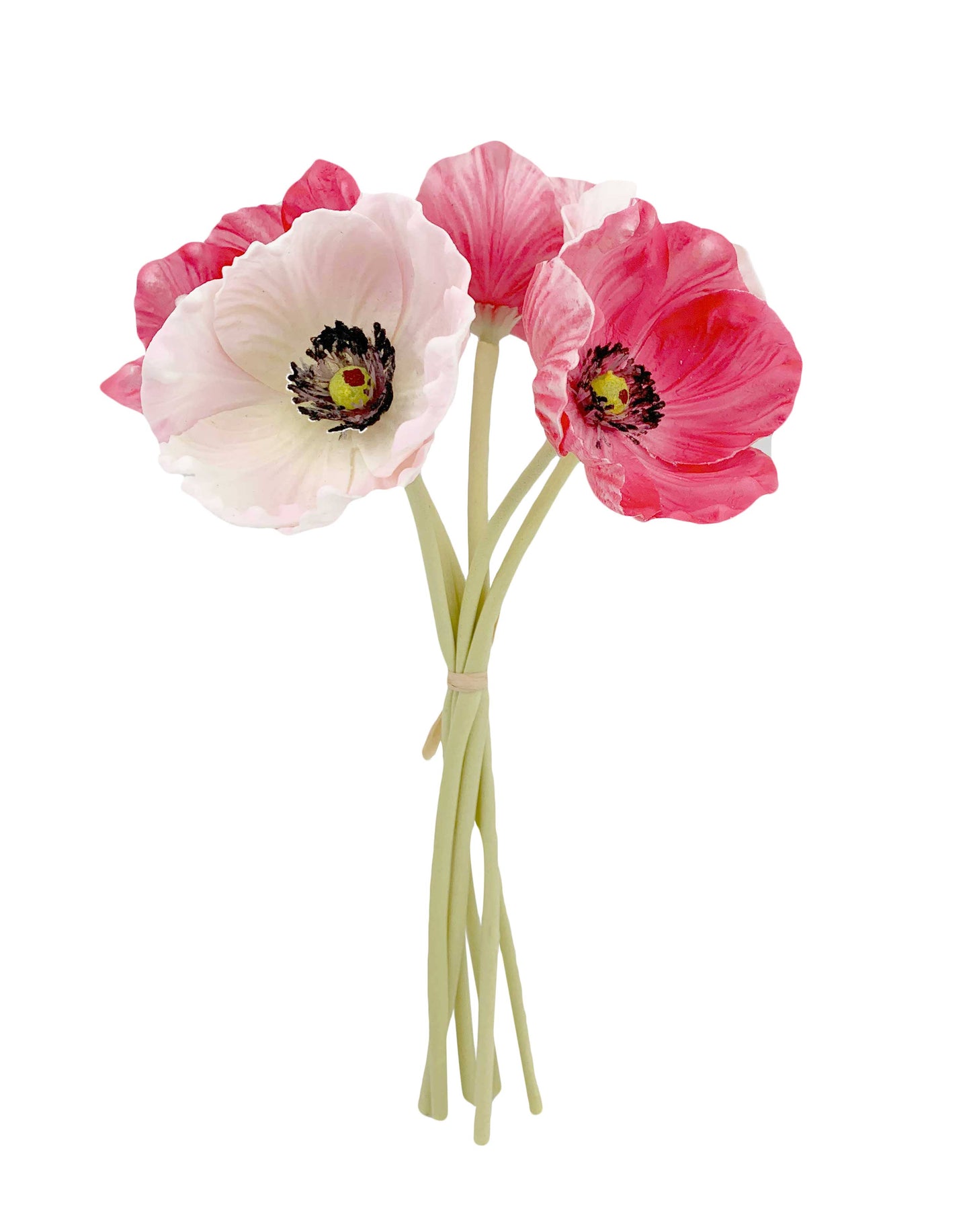 11" Real Touch Poppy-6 stems per bundle: Blush and Beauty Pink