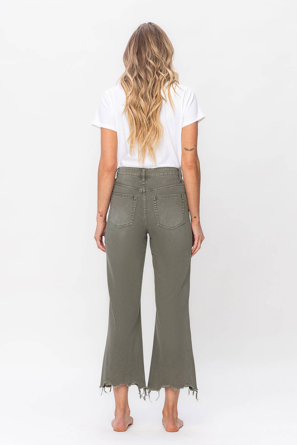 90'S Vintage Super High Rise Crop Flare Jeans - 32