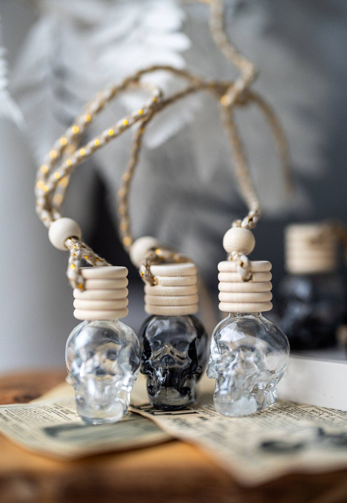 Luxury Skull Car Diffuser | Stylish Air Freshener | Spring & Summer Scent | Accessories for Her: Clear Skull / Cashmere Musk