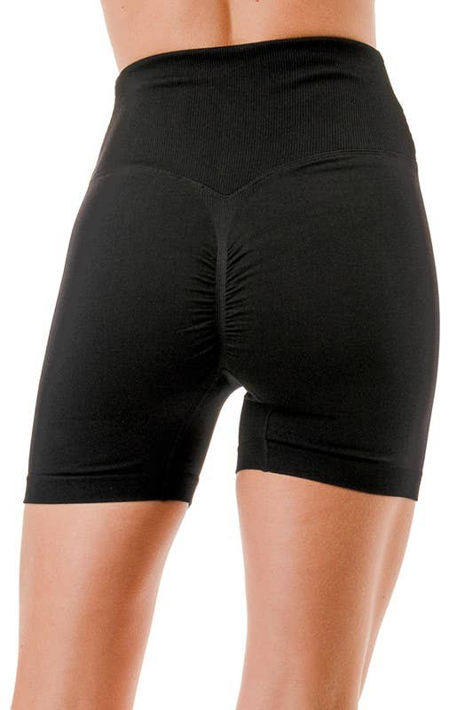 V-Waist Ribbed Shorts – High Waist Sculpt Fit: Black MIO WHOLESALE
