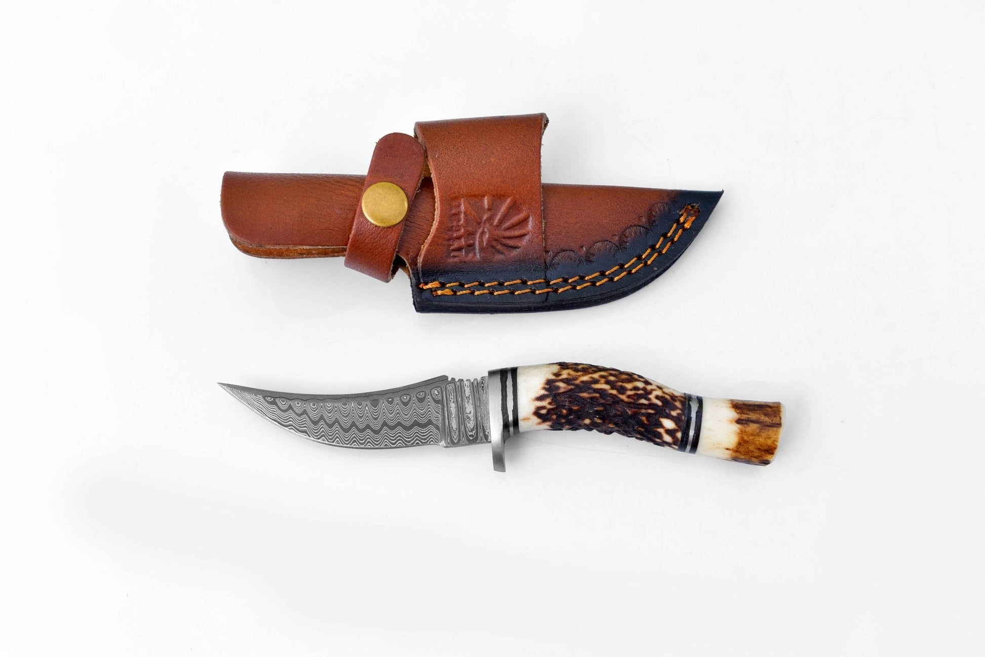 Deer Horn Trailblazer Damascus by Titan TK-115 - The Mustard Seed Collection, The Seed