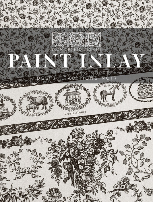 Delft Traditions Noir IOD Paint Inlay 12x16 Pad™ - The Mustard Seed Collection, The Seed