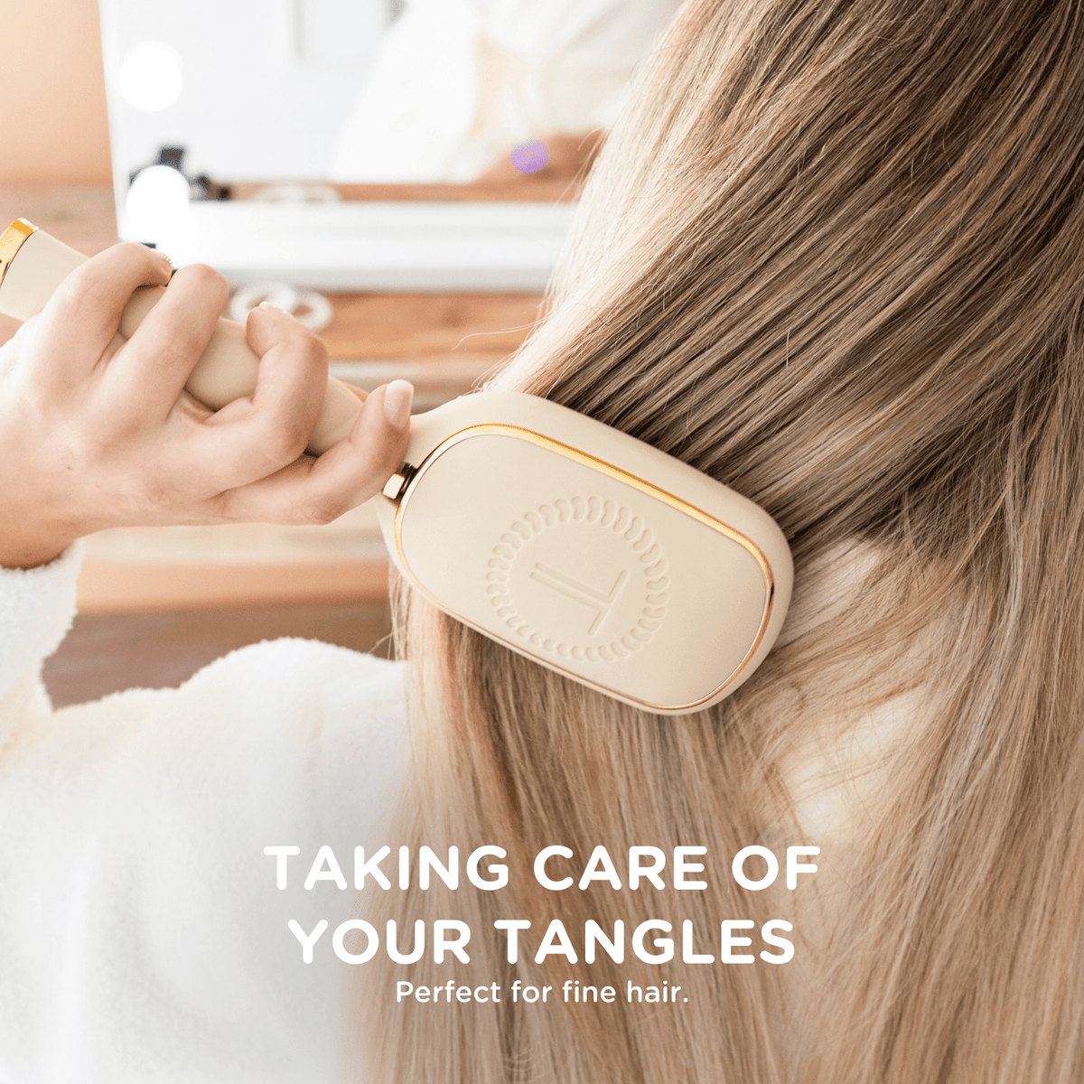 Detangler Hair Brush for Fine Hair - Tan - The Mustard Seed Collection, The Seed