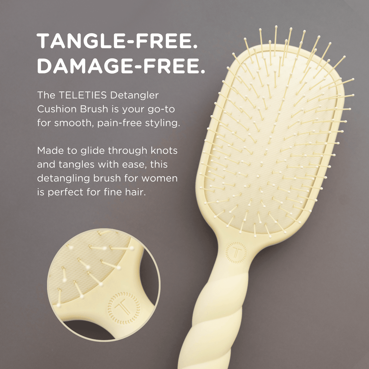 Detangler Hair Brush for Fine Hair - Tan - The Mustard Seed Collection, The Seed
