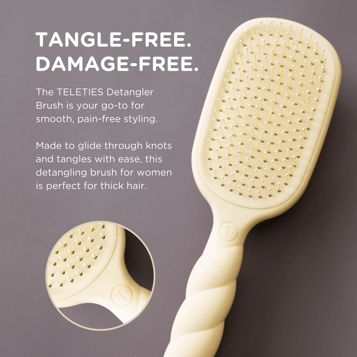 Detangler Hair Brush for Thick Hair - Tan - The Mustard Seed Collection, The Seed