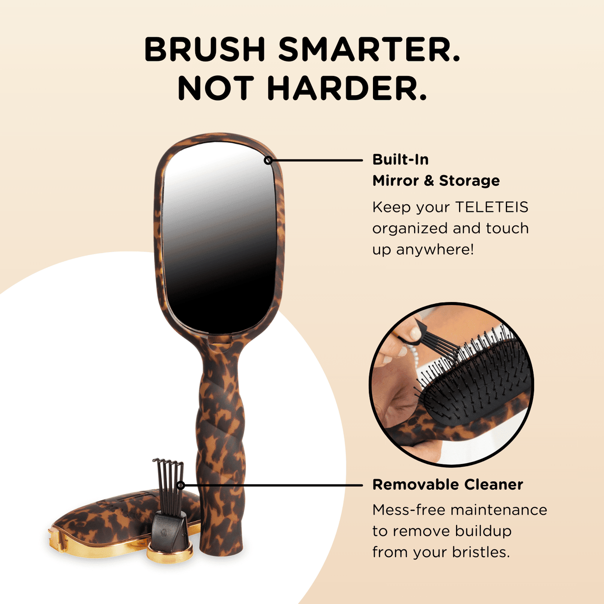 Detangler Hair Brush for Thick Hair - Tortoise 