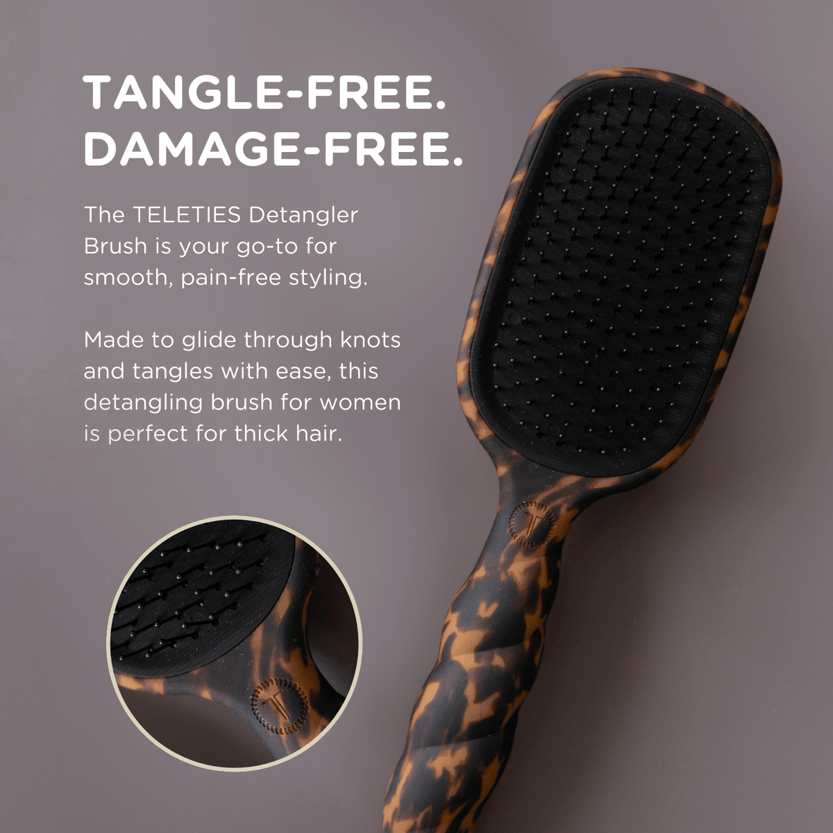 Detangler Hair Brush for Thick Hair - Tortoise 